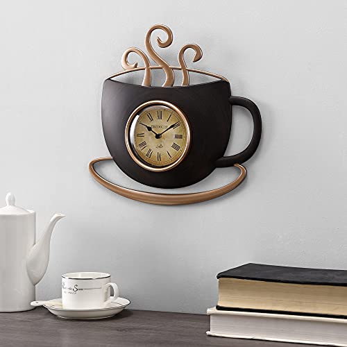 Firstime Latte Cup Clock, Plastic, Farmhouse Style, 11.5 X 1.375 X 11 Inches, Bronze #TOP13