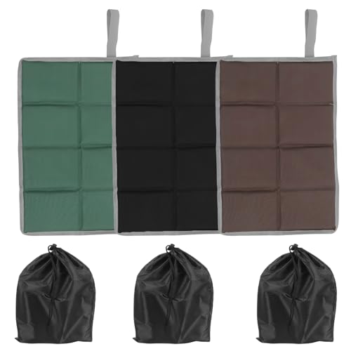 6er Set Sitzkissen Outdoor Faltbar, Wetterfeste Sitzunterlage für Wandern, Camping und Picknick, 39x29.5cm inkl. 3 Transporttaschen (Schwarz, Braun, Grün)
