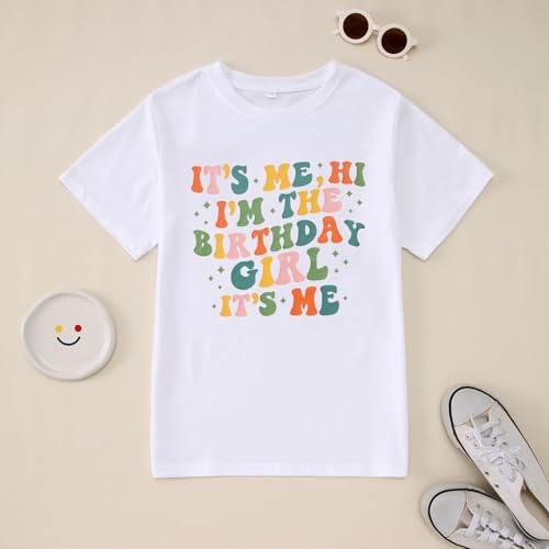Image of GLIGLITTR Birthday Girl Shirt Its Me Hi Im The Birthday Girl Its Me Kids Birthday Party Tshirt Girls Bday Outfits Tops 5-12Y