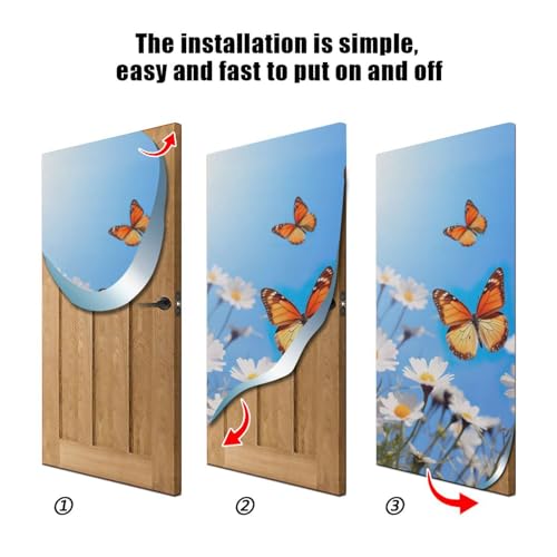 GOODOLD Spring Door Cover Fabric Door Window Wall Decoration Front Door or Indoor Home Holiday Party Decor, 32 x 79 Inch