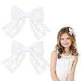 Haarspange mit Schleife, 2pcs Weißer Spitze Haarschleifen, Mädchen Haarschleifen, Haarschleifen, Schleife Clips, Haarklammer Schleife, Schleife Haarspange, für Heilige Kommunion,Hochzeiten