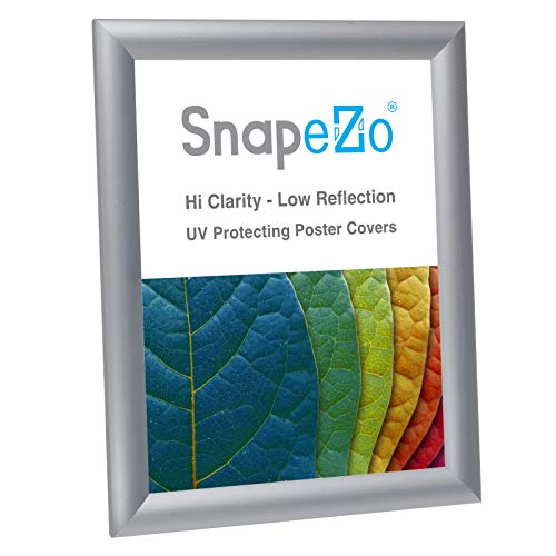 Snapezo Poster Frame 8.5X11 Inches, Silver 1 Inch Aluminum Profile, Front-Loading Snap Frame, Wall Mounting, Sleek Series #TOP2