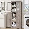 Farmhouse Kitchen Pantry Cabinet 67 Tall Storage Cabinet with Barn Doors and Shelves Bathroom Storage Cabinet for Living Room Dining Room Rustic Grey