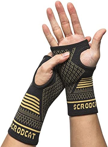 Copper Wrist Compression Sleeves (1 Pair) for Carpal Tunnel and Pain Relief Treatment,Wrist Support for Arthritis, Tendonitis, Sprains, Workout.Breathable and Sweat-Absorbing for Women and Men M