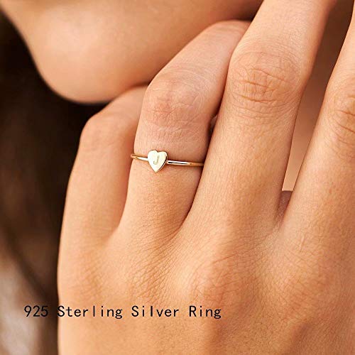Memorjew Initial Rings For Girls Women, 925 Sterling Silver Dainty Letter A Initial Heart Stacking Ring Gold Rings For Women Teen Girls Kids Jewelry Gifts, Mother'S Valentines Day Girls Gifts For Her thumb #1