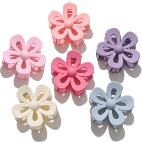 Tiefebene Hair Clip, Flower Hair Clips For Women Girls, Cute Medium Hair Claw Clips, 2.4 Inch, Non Slip Jaw Clips, For Thick Thin Hair, 6 Pack