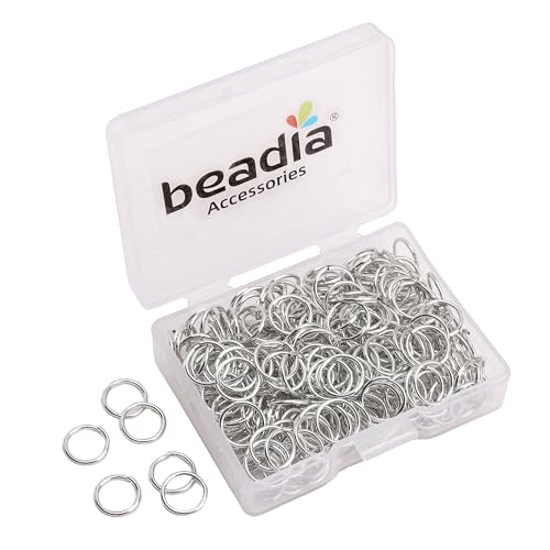 BEADIA Open Jump Rings Platinum 0.8x8.5mm 300pcs for DIY Jewelry Making Supplies