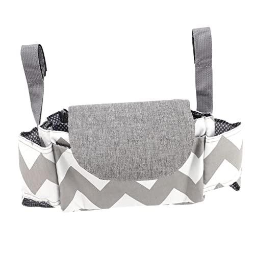 Yardwe Stroller Diaper Storage Bag Multi Functional Organizer with Insulated Bottle Holder Durable Convenient for Products Essential Pram Accessories Grey Wave