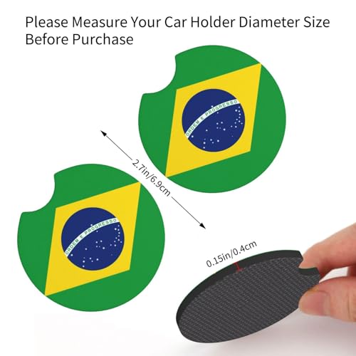 Car coasters para portavasos con bandera brasileña 2 unidades miniatura 3