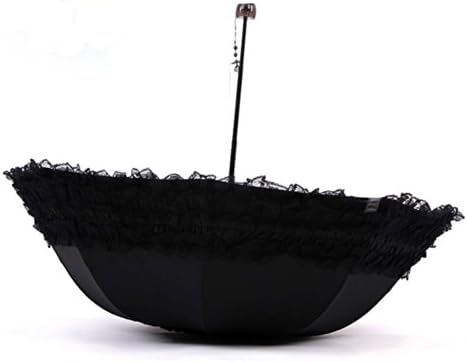 Heart Princess Lace Twice Folding Umbrella Ultraviolet-Proof Umbrella/Sun UV Protection Umbrellas (Black)