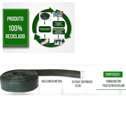 Separador Grama Limitador Jardim Borda 10cm X 50m Nacional Cor Verde-escuro