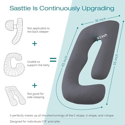 Image of Cooling Pregnancy Pillows for Sleeping, 65'' Full Body Pillow, Dark Grey