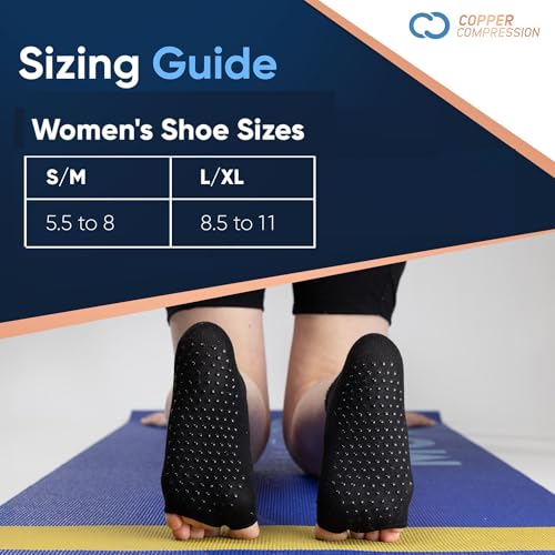 Copper Compression Silicone Padded Yoga Socks for Women – Non Slip Grippy Socks with Big Toe Holes for Pilates, Pure Barre, Dance, Ballet, Pregnancy, Hospital, Extra Grip, Safety & Comfort - S/M4
