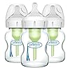 Dr. Brown’s Natural Flow Anti-Colic Options+ Wide-Neck Glass Baby Bottles 5 oz/150 mL, with Level 1 Slow Flow Nipple, 3 Pack, 0m+
