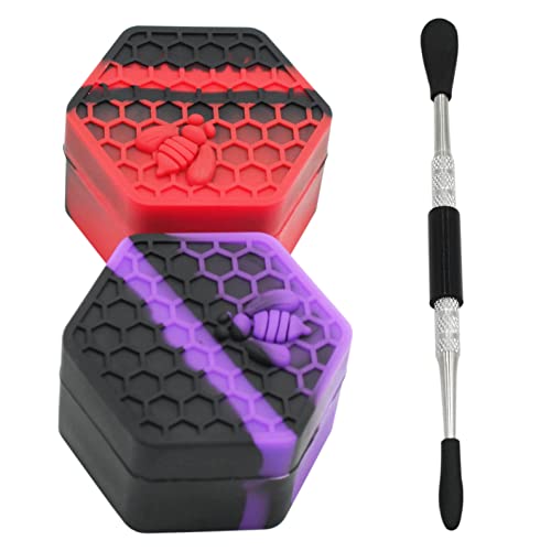 KUVIS 26ml Hexagon Silicone Wax Container Non-stick Jars with Carving Tool