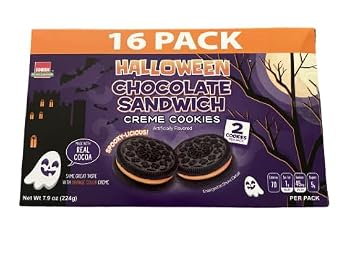 Sobisk Halloween Chocolate Sandwich Creme Cookies - 16 ct - 2 boxes - Made with real cocoa - 32 count total