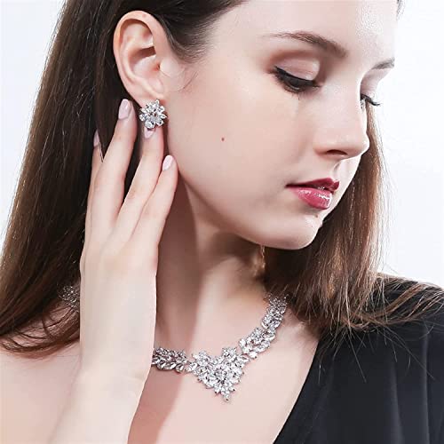 Conjunto de collar y aretes de novia de cristal como regalo para bodas 3