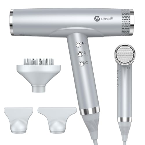 Image of slopehill Ionic High-Speed Hair Dryer,Professinoal Lightweight Travel Dryer | 2000W Fast Drying Blow Dryer, Quiet Low Noise, Portable, Women Men, 3 Attachments Diffuser for curly hair, Compact Salon