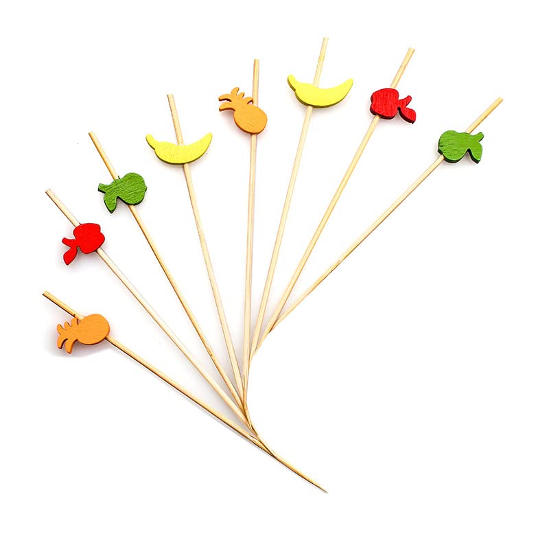 Bbq Spiesjes Bekecidi Bamboe Cocktailsticks, 100 Stuks Voedselprikkers Natuurlijke Bamboe Knoop Spiesjes Fruitsticks Bamboe Tandenstokers Cocktail Garnituur Stok Voor Drankjes, Canapés, Voorgerechten Feest 12 Cm Voedselprikkers