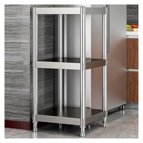 WIGING Estantería De Acero Inoxidable para Cocina, Resistente, De Altura Regulable, con Ruedas, para Garaje, Oficina, Sala De Libros, Rinconera(50x35x80cm)