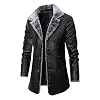 Heren vintage leren jas heren zwarte lange faux leren jas winter pu overjas met bontkraag