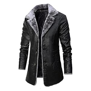 Heren vintage leren jas heren zwarte lange faux leren jas winter pu overjas met bontkraag