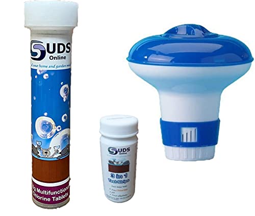Small Dispenser with 10 Multifunctional Chlorine Tablets 20g + Test Strips