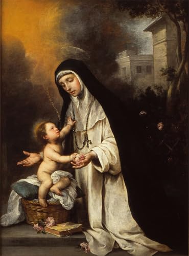 Toile Sainte Rose de Lima Murillo pour Grand Salon Élégant 60x90cm