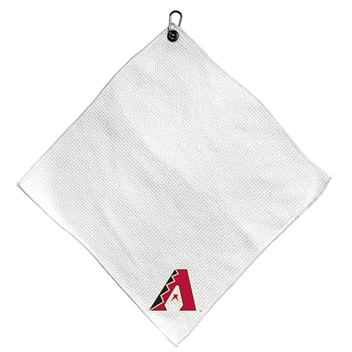 Team Golf MLB ARIZ Diamondbacks Microfiber Towel - 15" X 15" (White) with Carabiner Clip, Premium Microfiber with Deep Waffle Pockets - Superior Water Absorption and Quick Dry Golf Cleaning Towel