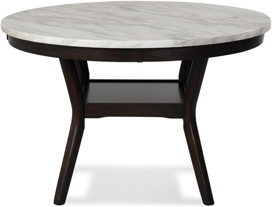 New Classic FurnitureCeleste Faux Marble Round Dining Table, 48-Inch, Espresso