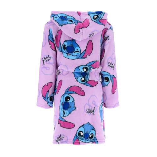 Disney Stitch Mädchen Bademantel, Kinder Hausmantel, Weicher Fleece Morgenmantel, Größen 6 bis 12 Jahre (DE/NL/SE/PL, Alter, 8 Jahre, Regular, Lila)