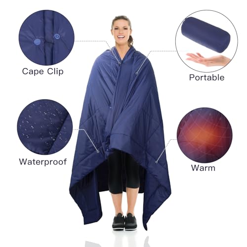 Camping-Blanket-Extra-Large-78-x-55-Outdoor-Windproof-Stadium-Blanket-Thicker-Water-Resistant-Travel-Blanket-Portable-Wearable-Warm-for-Camping-Stadium-Hiking-and-Backpacking-Navy