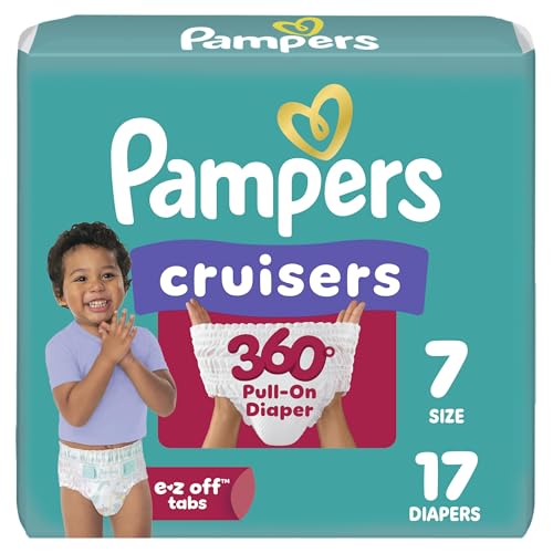 Image of Pampers Diapers - Cruisers 360 - Size 7, 17 Count, Babyproof up to 100% Leakproof Pull-On Diaper (Packaging May Vary)