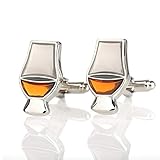 Die Manschettenknöpfe sind handgefertigt aus nickelfreiem Metall mit einer Einlage aus echtem Glas