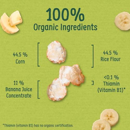 Organix Banana Puffcorn Organic Finger Food Toddler Snack 12+ Months Multipack, 4 x 10 g Bags Per Pack (3 Packs Total)