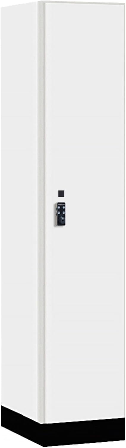 Salsbury Industries 15" Wide Wood Locker - Single Tier - 1 Wide - 6 Feet High - 21" Deep - Arctic White - Resettable Combination Locks