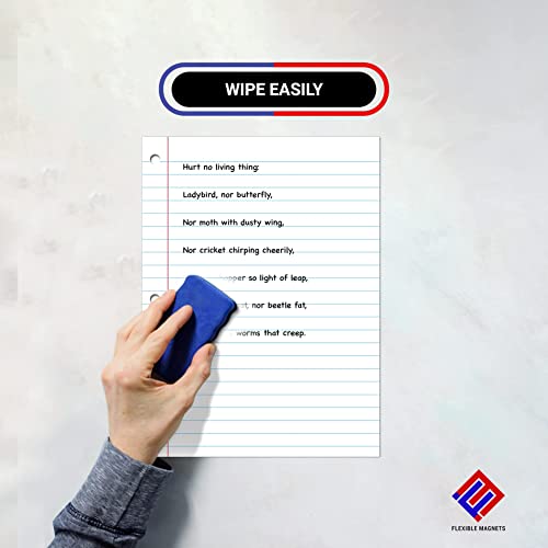 Dry erase Magnetic sheet - Notebook design. 11x17 inches. Comes with 1 Black Dry erase Magnetic Fine Tip Marker with Eraser.