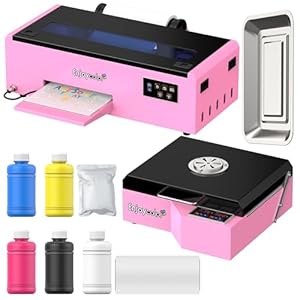 EnjoyColor A4 DTF Printer and Oven, DTF Transfer Printer Machine for Dark and Light Fabric Printing (A4 DTF Printer+A4 Oven+Software+5x250ml Ink+A4 DTF Film)