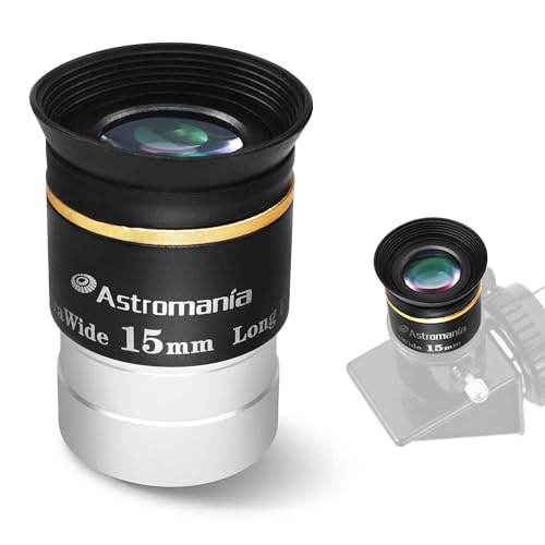 Astromania 1.25' 15mm 66-Degree Ultra Wide Angle Eyepiece for Telescope