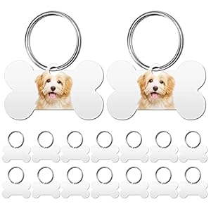 Hotop-16-Pieces-Sublimation-Blank-Dog-Tag-Aluminum-Dog-Tag-Bone-Shaped-Sublimation-Blank-Dog-Tag-Double-Sided-Dog-Tag-with-Key-Ring-for-Dogs-and-Cats-Pet-ID-Tag 16 Pieces Sublimation Blank Dog Tag