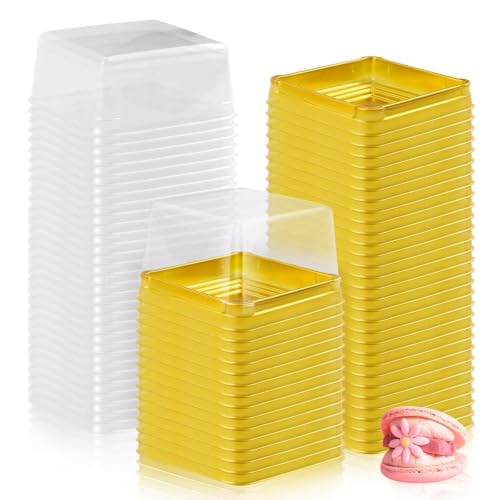 GothaBach 100 Set 3" Mini Cupcake Containers Plastic Holders with Lids