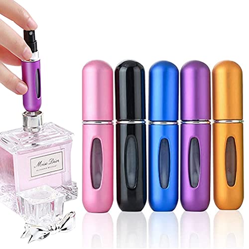 Gengral Portable Mini Refillable Perfume Spray Bottle Set - 5ml 5pcs (Multicolor)