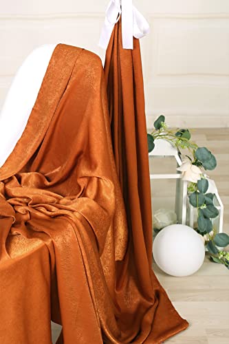 Sherway 2 Panels 4.8 Feet X 10 Feet Burnt Orange Thick Satin Wedding Backdrop Drapes, Non-Transparent Window Curtains For Party Ceremony Stage Decoration #TOP3
