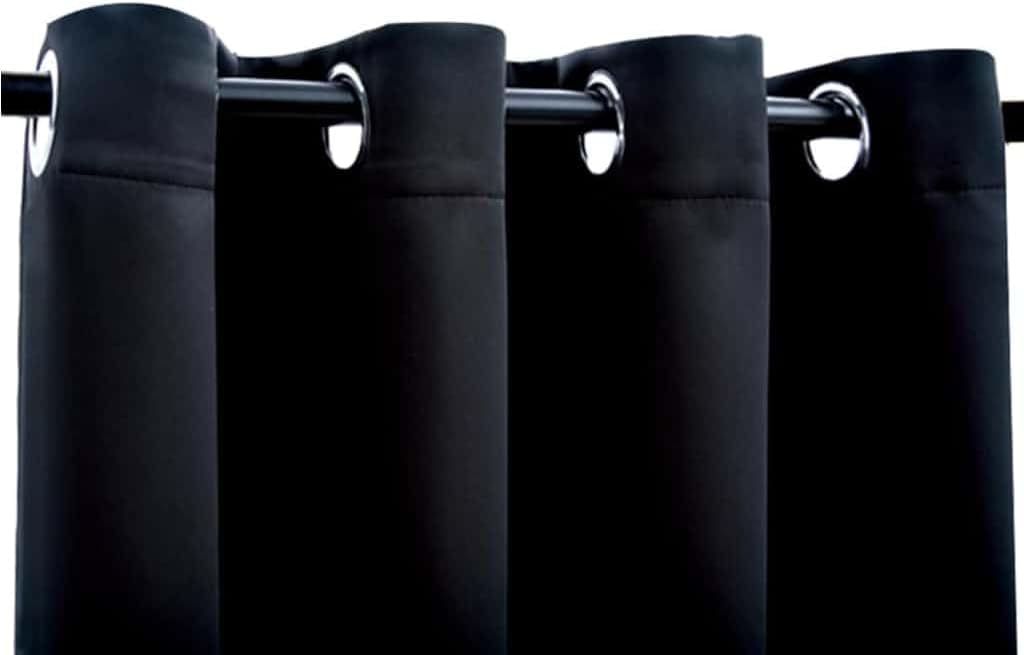 vidaXL Curtains 2 Pcs, Blackout Curtains for Bedroom Living Room, Window Blinds with Rings, Darkening Curtains Drapery, Black Fabric