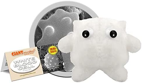 GIANTmicrobes White Blood Cell Plush - Educational Get Well Gift, Learn How these Heroic Cells keep you Healthy, Includes Info Card, Health, Immune System, Medical, Biology gift and Learning Tool