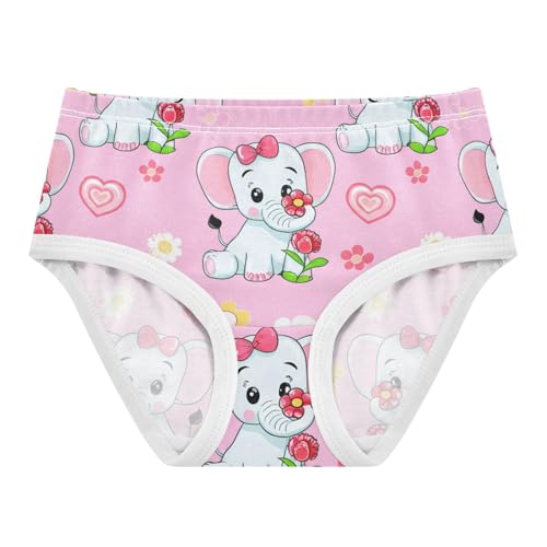 Toddler Girls Underwear 2t Cotton Cute Panties Girl Aesthetic Underpants Briefs Cute Cartoon Elephants Pink