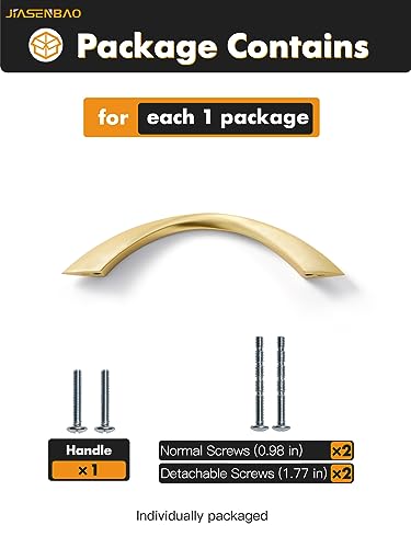 Image of Brushed Gold Cabinet Pulls 3-3 /4 Inch Arch Twisted Brass Handles Drawer Kitchen Cupboard Bathroom Dresser Cabinet Hardware Zinc Alloy 2 Pack
