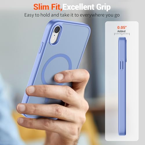 Image of SUPFINE Magnetic for iPhone XR Phone Case Blue Purple | With Screen Protector, Translucent Matte, Compatible with MagSafe, Military Grade Drop Proof, Rugged Shockproof Protective