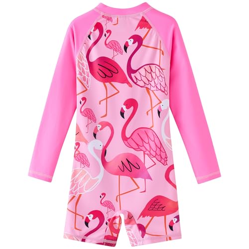Image of UMELOK Girls Long Sleeve Rash Guard One Piece Swimsuits with UV Protection Sunsuit