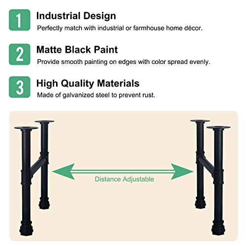 Houseaid 16 Inch Industrial Pipe Legs, Rustic Iron Legs For Custom Tables And Furniture thumb #3